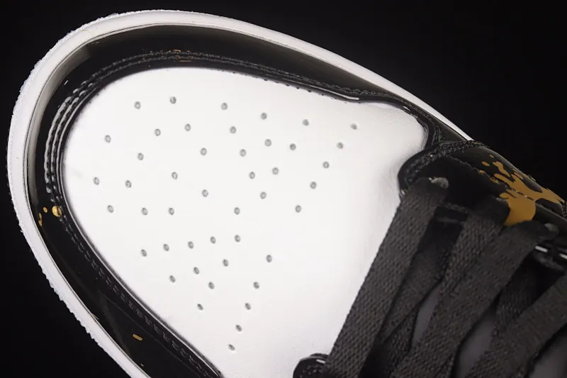 All categories Air Jordan Jordan series basketball shoes Air Jordan 1 Mid Air Jordan 1 Mid AJ1 Joe 1 patent leather black gold mid-top basketball shoes 554724-132